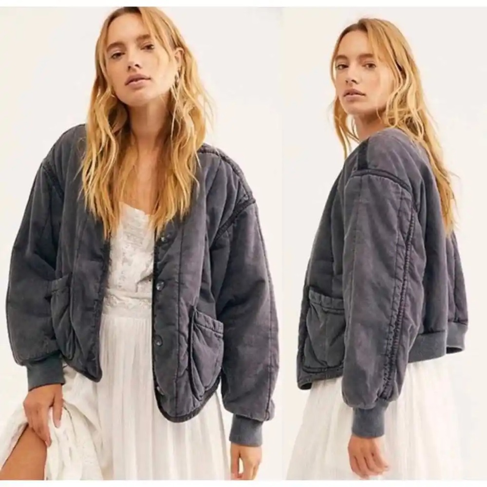 NWT Free People Mixed Signals Liner Jacket In December Sky Size L